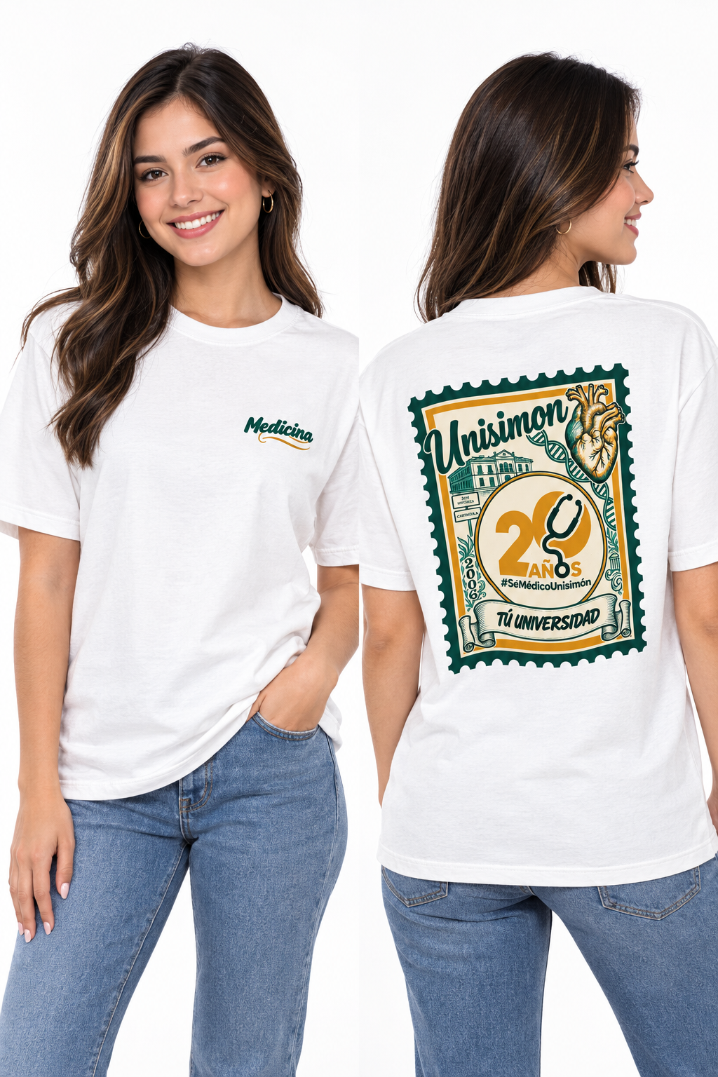 Modelo con camiseta Medicina Unisimón
