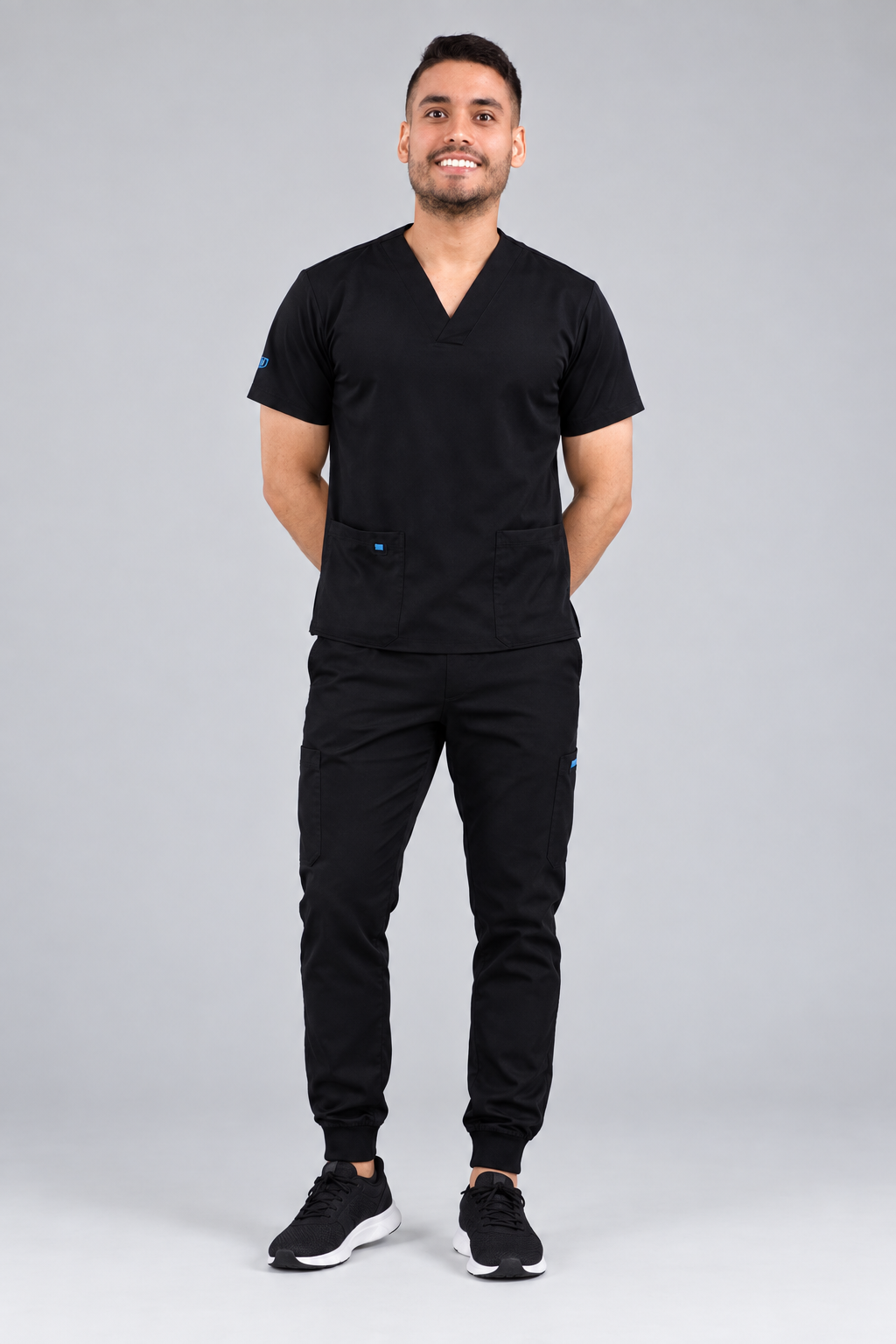 Uniforme negro caballero - fondo gris 1