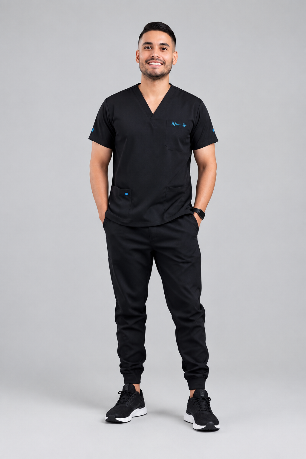 Uniforme negro caballero - fondo gris 2